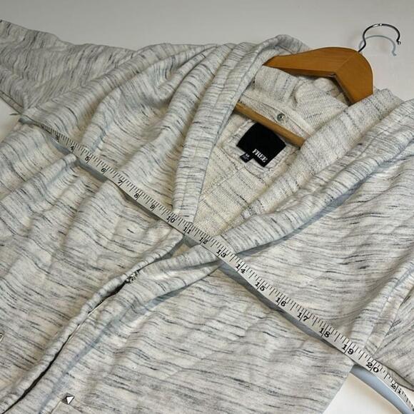 Aritzia Wilfred Roussea Zip Up Cardigan Sweater Cream and Gray Shawl Collar - Picture 11 of 12